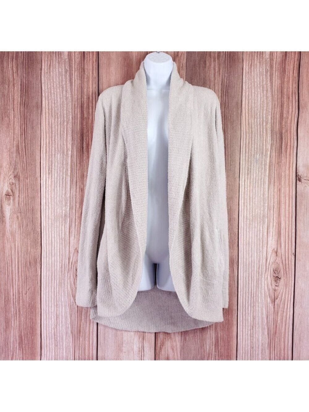 Barefoot Dreams Womens Medium CozyChic Lite Circle Cardi Cardigan Taupe 423